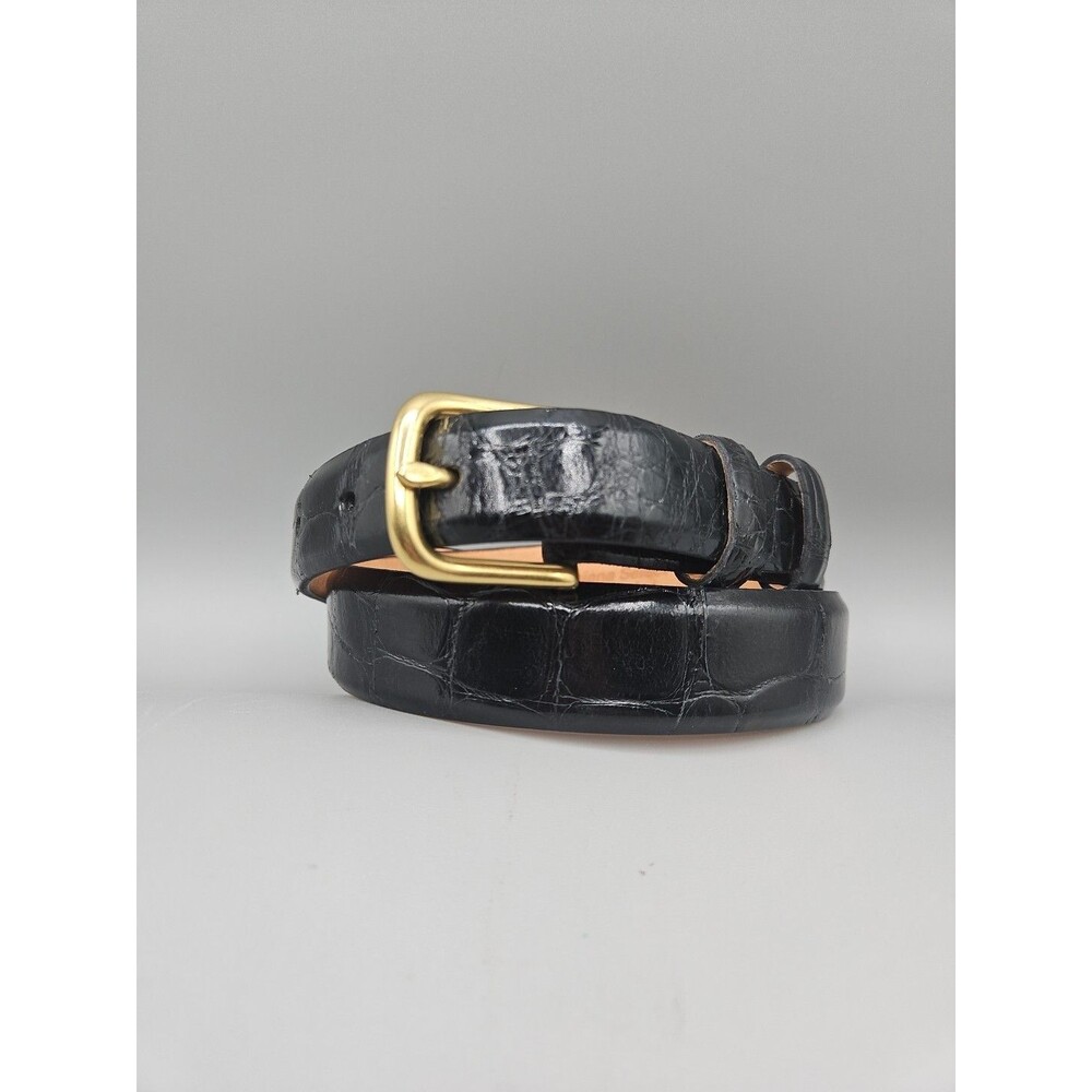 Louisiana Alligator Black Leather Mens Belt Handcrafted USA Size 28 M L Leddys